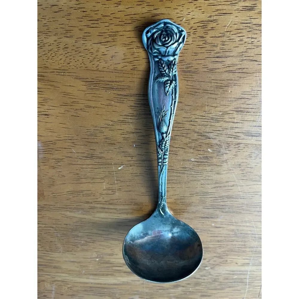 Berkshire Silver Co Silverplated Gravy Ladle Ornate Victorian Rose